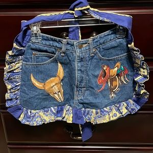 Handmade Western Jean Apron with Decals